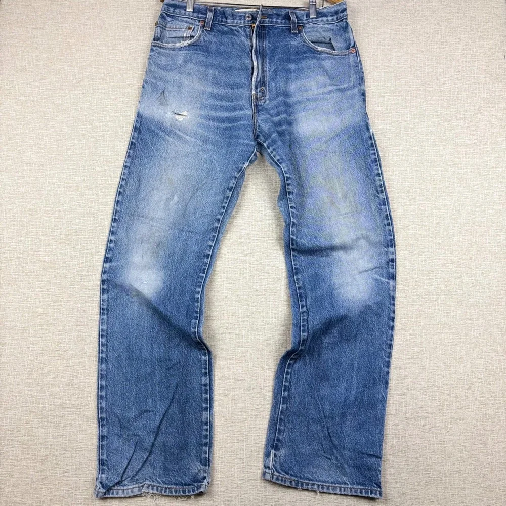 Vintage Levis 517 Mens 36x34 Bootcut Jeans Light Distress Festival Denim